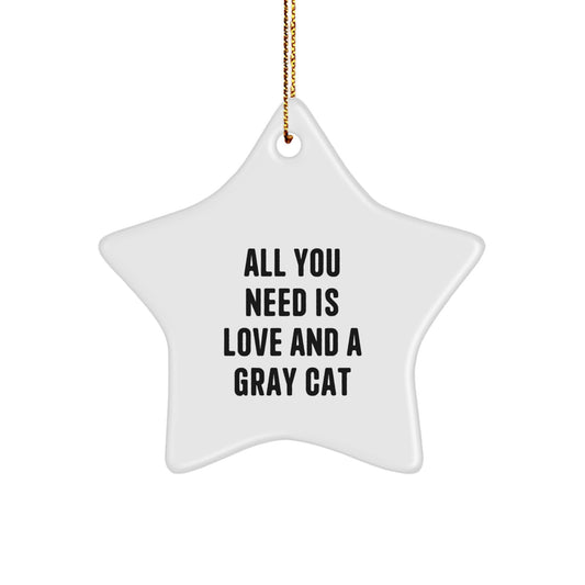 Gray Cat Lover Star Ornament Gifts from Men to Women Friends Family for Christmas Unique Presents - Image 1