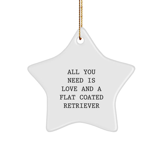 Funny Flat Coated Retriever Dog Gifts from Men - Star Ornament with All You Need Is Love And A Flat Coated Retriever Quote, Great for Christmas Unique Gifts for Flat Coated Retriever Dog Owners - Image 1
