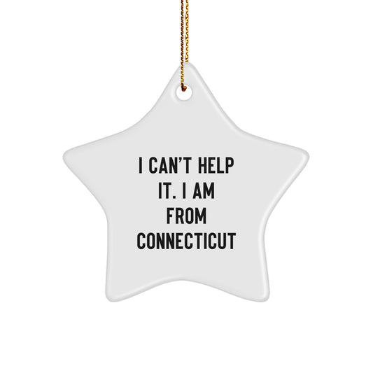 I Can't Help It, I'm a Connecticut Star Ornament Fan - Gifts for Friends and Family from Connecticut - Image 1