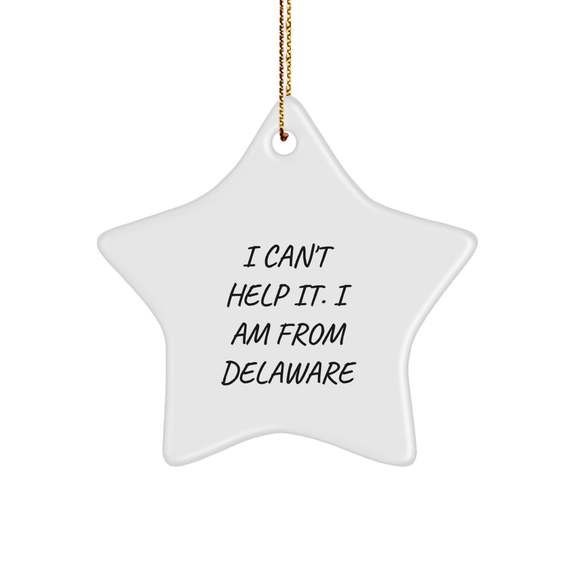 Delaware Proud Star Ornament, I Can't Help It, Gifts from Friends and Family, Unique Christmas Decorations for Delaware Lovers - Image 1