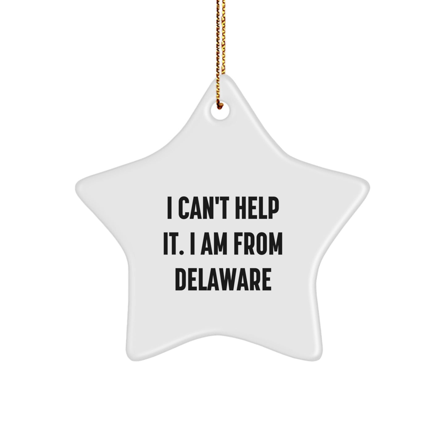 Delaware Stars Gifts for Friends from Delaware, A Star Ornament with 'I Can't Help It. I Am From Delaware' Quote, Christmas Unique Gifts - Image 1