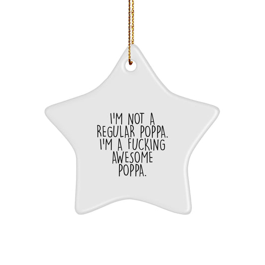 Funny Poppa Star Ornament Gifts from Family, Christmas Unique Gifts for Awesome Poppa Men - Image 1