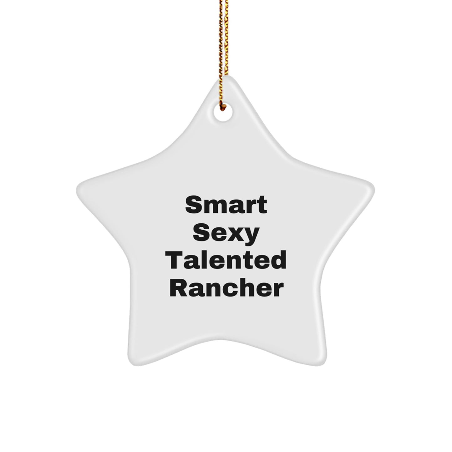 Funny Rancher Gifts for Men, Christmas Unique Star Ornament, Smart Sexy Talented Quotes, Gifts from Dad to Rancher - Image 1