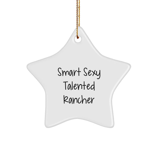 Funny Rancher Christmas Unique Gifts from Friends, Unique Star Ornament for Men, 'Smart Sexy Talented Rancher' Inspired - Image 1
