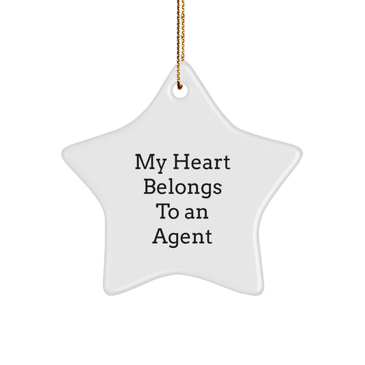 Funny Agent Gifts from Friends and Family - My Heart Belongs To An Agent Star Ornament, Christmas Unique Gifts for Agent Lovers - Image 1