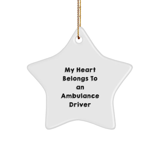 Funny Ambulance Driver Gifts from Friends, Ambulance Star Ornament White Star Shaped Christmas Unique Gifts for Ambulance Driver - Image 1